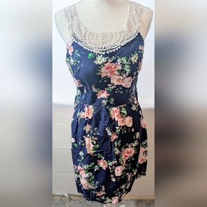 No Boundaries Navy Floral Smocked Dress